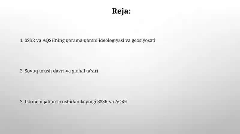 2-jahon urushidan so'ng SSSR va AQSH 2