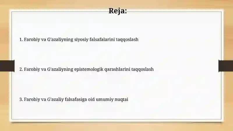 Farobiy va G'azaliyning falsafa ilmiga oid qarashlar 2