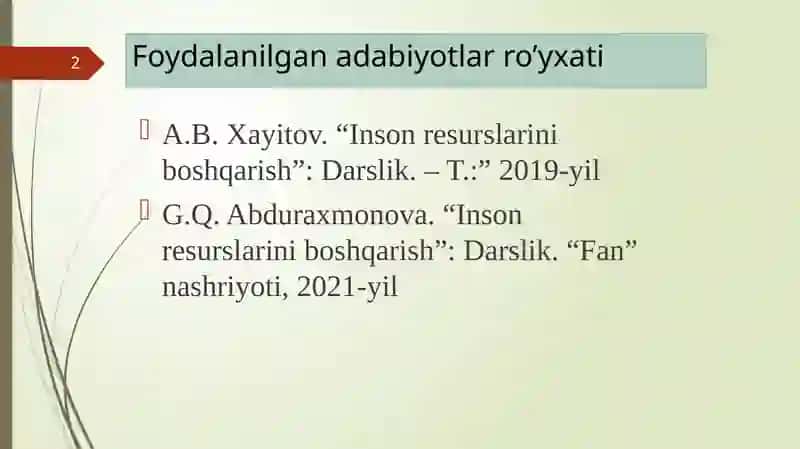 Insonresurslarini boshqarish 2