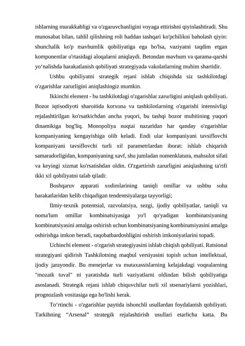 MENEJMENT TIZIMIDA STRATEGIK VA TAKTIK REJALASHTIRISH 2