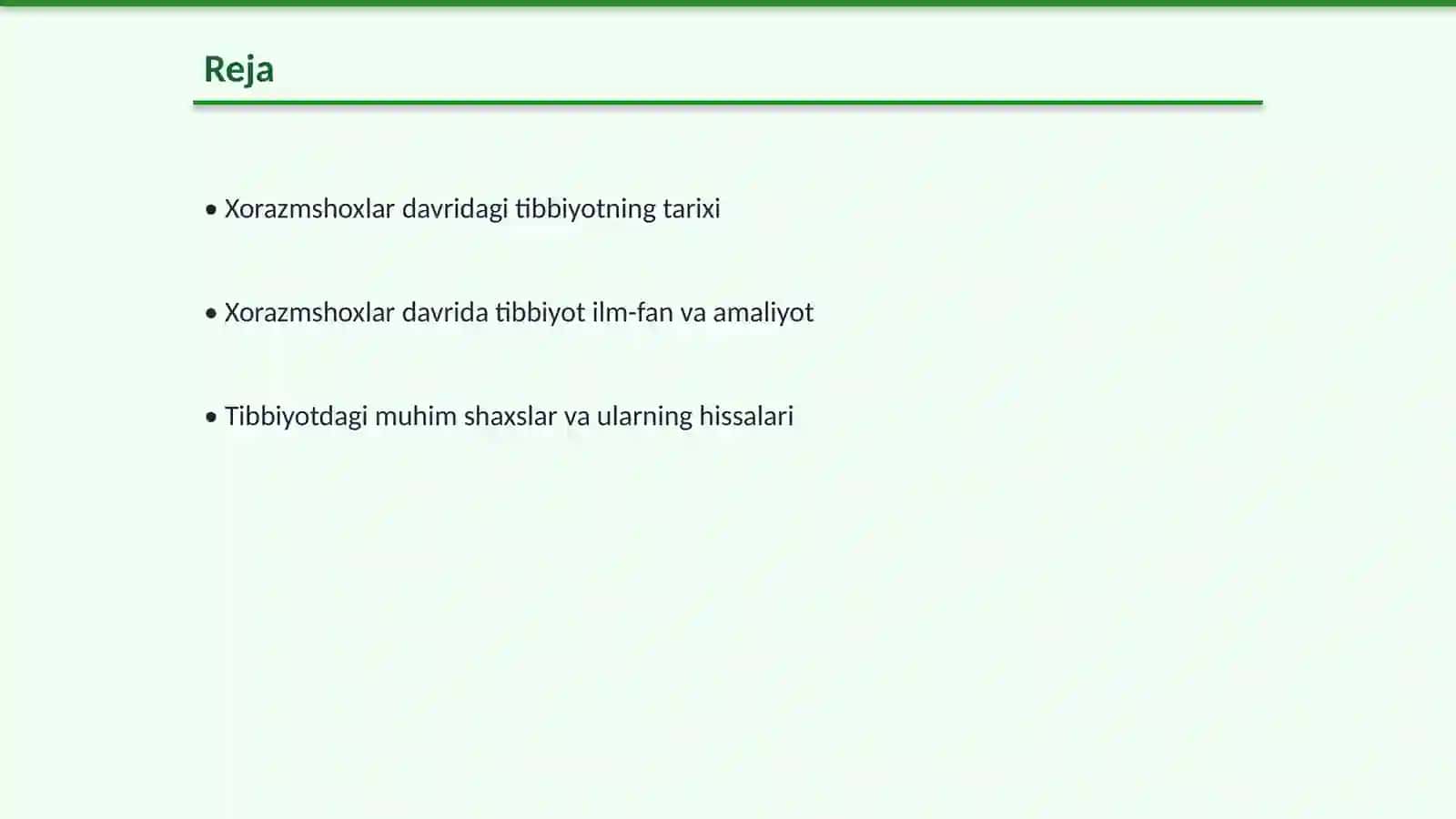 Oʻrta Osiyo davrlarida Oʻzbekistonda tibbiyotning rivojlanishi. Xorazmshoxlar davrida tibbiyot 2