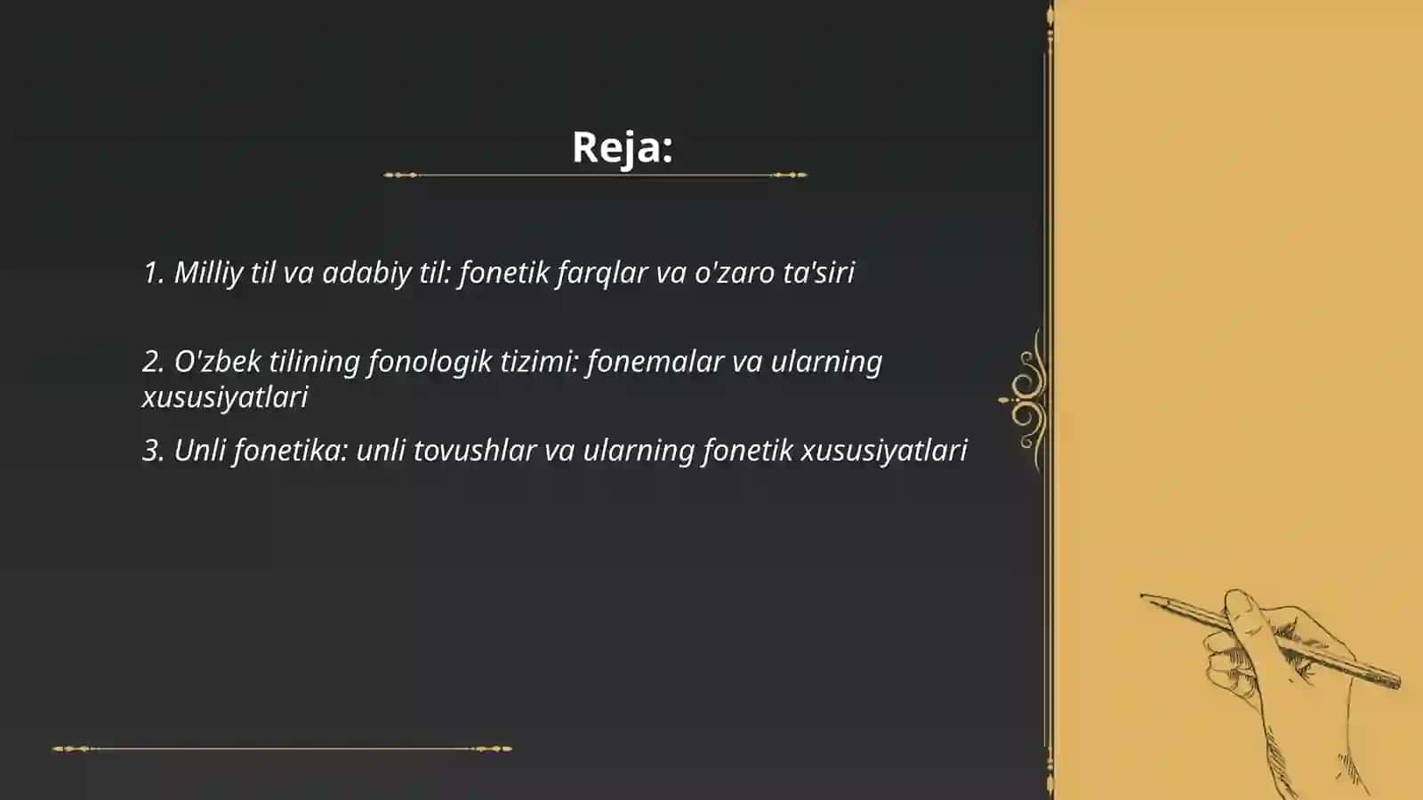 Milliy til va adabiy til.Fonetik va fonologik hodisalar 2