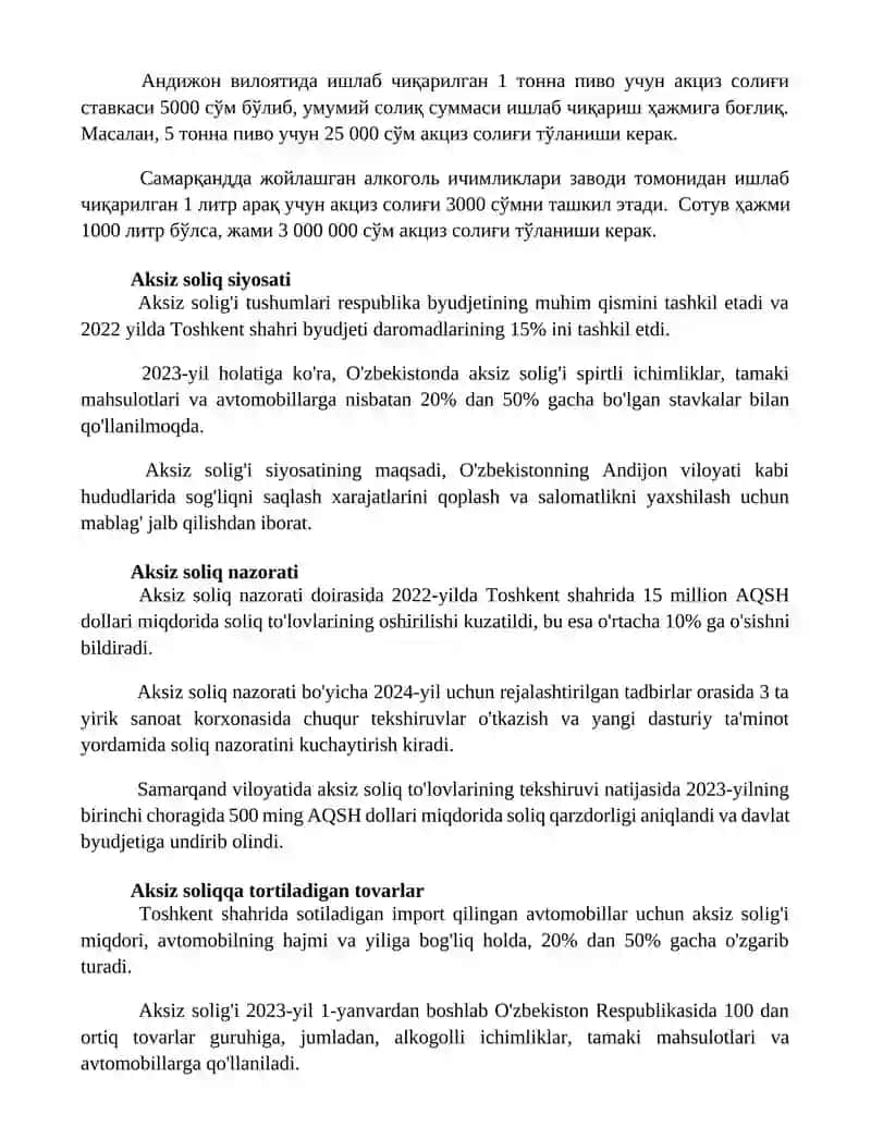 Aksiz soligini hisoblash 2