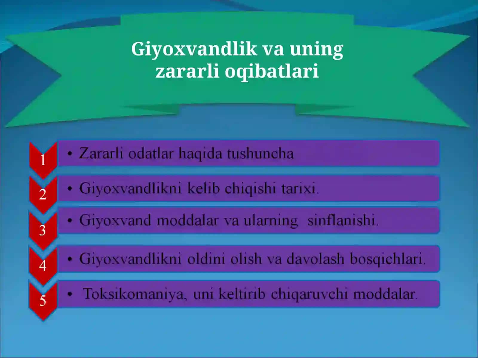 ZARARLI ODATLAR: GIYOHVANDLIK VA TOKSIKOMANIYA 2