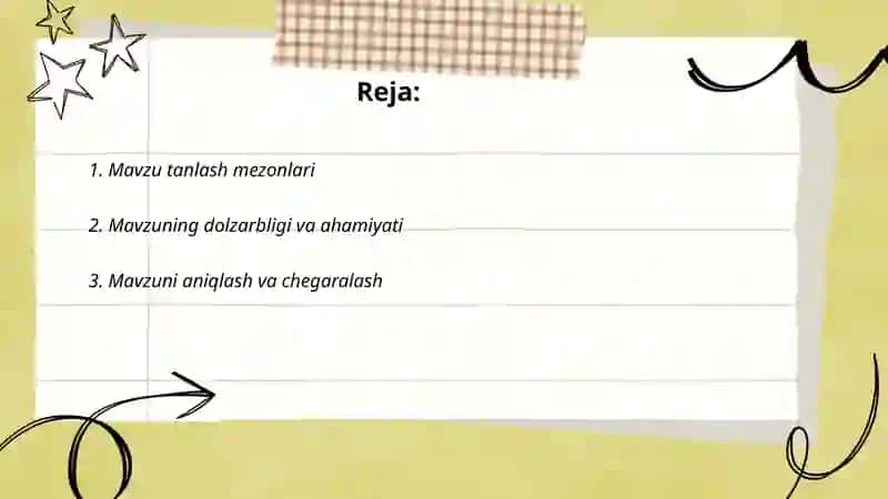 Mavzu tanlash mezonlari 2
