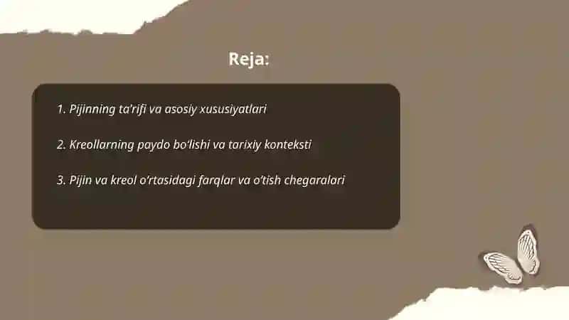 Tillarning aralashuvi: pijin va kreollar 2