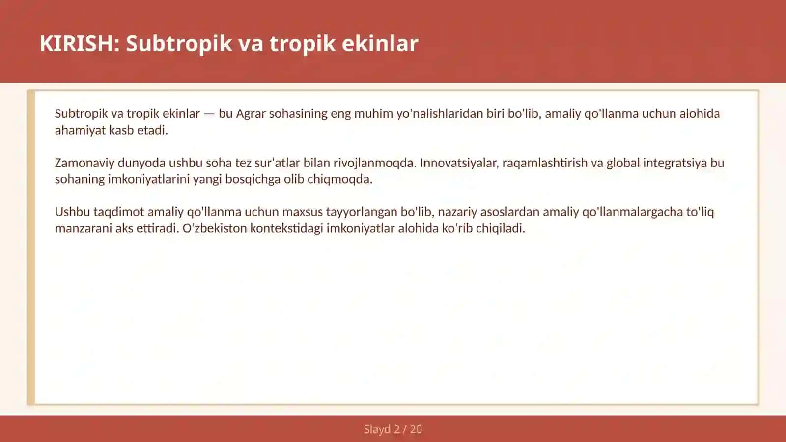 SUBTROPIK VA TROPIK EKINLAR 2