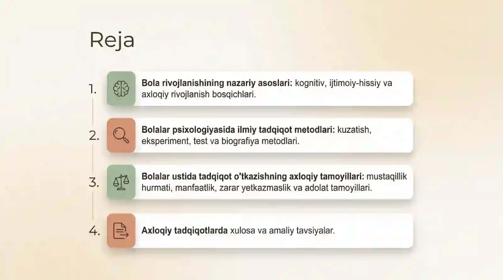 Bola rivojlanishi va axloqiy tadqiqotlar mulohazalari 2