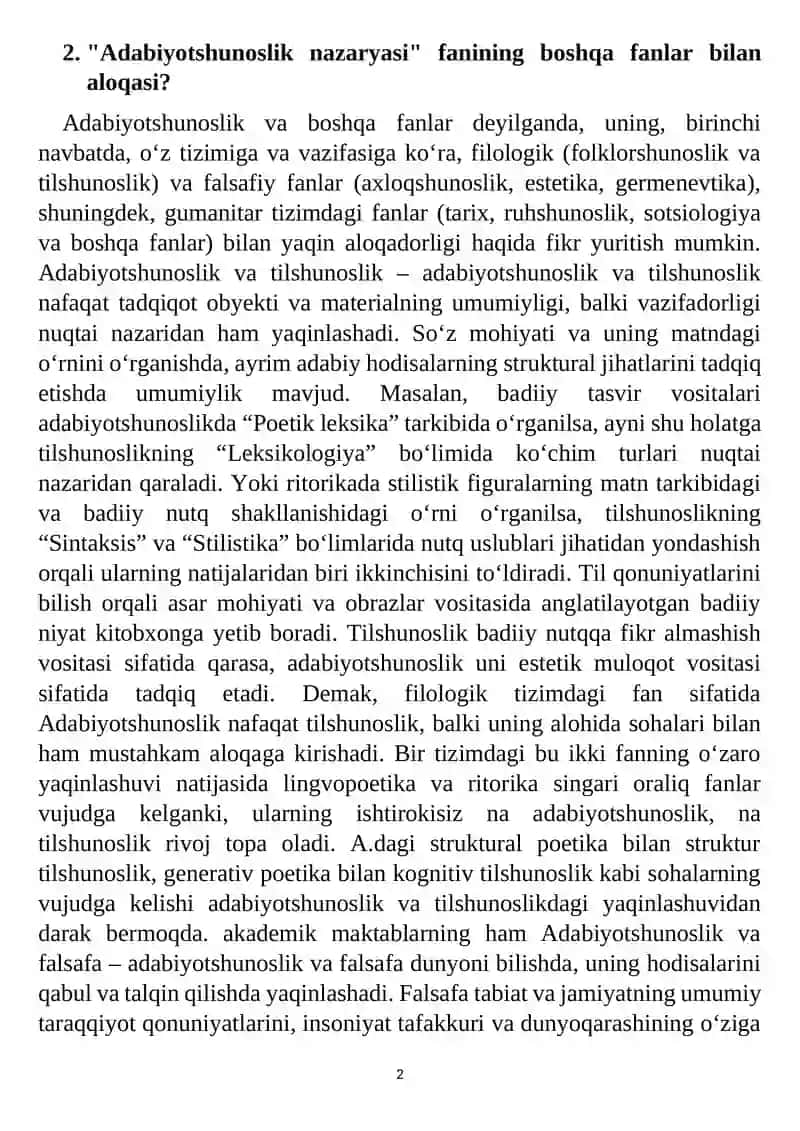 Adabiyotshunoslik Fanidan Yakuniy Nazorat Javoblari 2