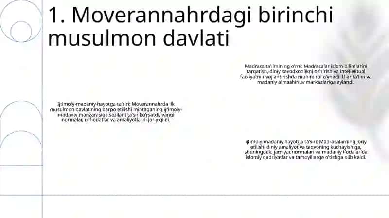Movarounnahrda Islom Dinining Tarqalishi Va Ijtimoiy Madaniy Hayotiga Tasiri Va Madrasa Talimi 2