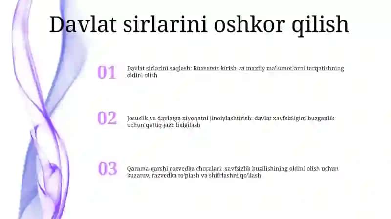 Davlat Sirlarni Oshkor Qilish Davlatga Hiyonat Qilish Josuslik Jinoyatlarni Oldini Olish Bòyicha Chora Tadbirlar 2