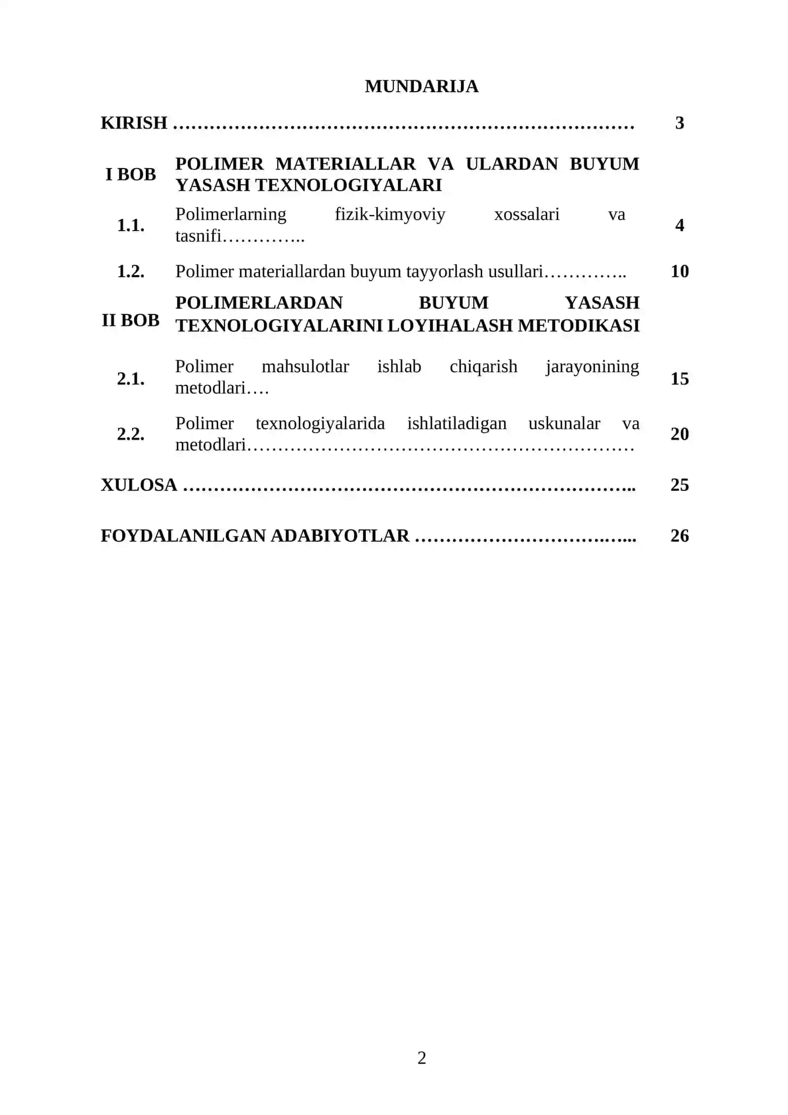 POLIMER MATERIALLARDAN BUYUM YASASH TEXNOLOGIYASI 2