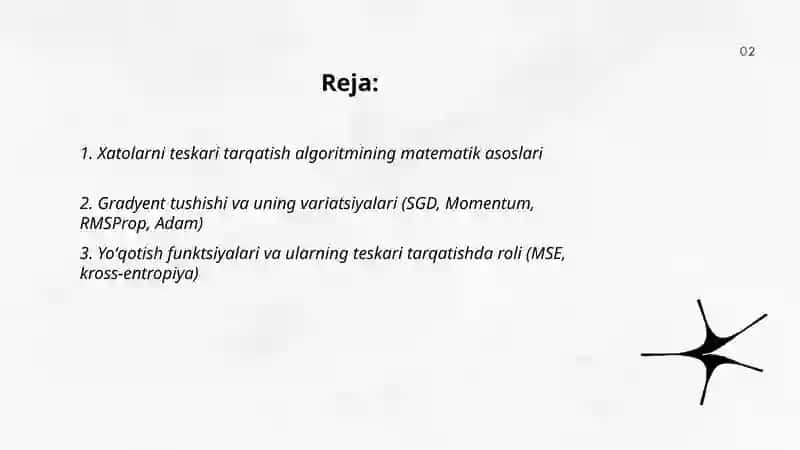 Xatolarni teskari tarqatish usuli 2