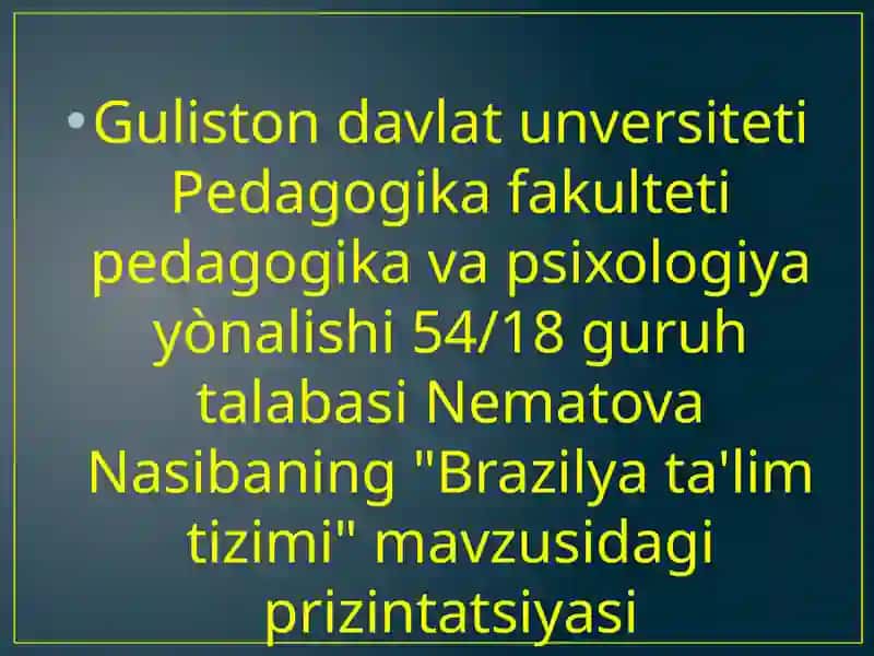 Braziliyada ta'lim tizimi 2