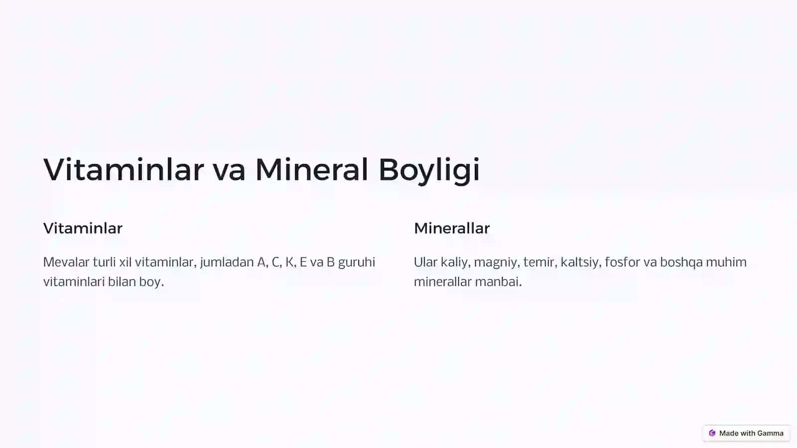 Mevalarning Shifobaxsh Xususiyatlari 2
