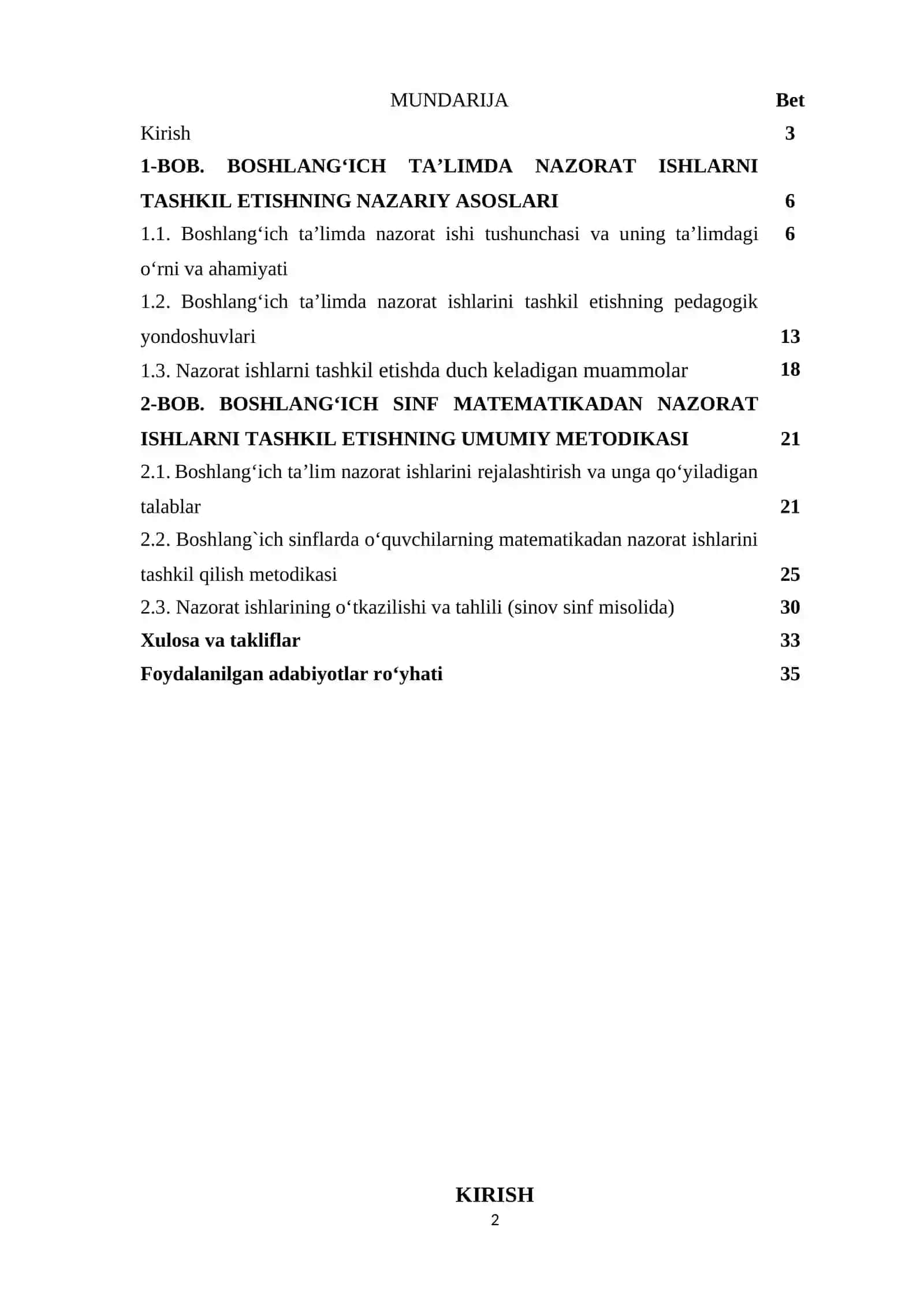 Boshlang‘ich sinflarda matematikadan nazorat ishlarini tashkil etish metodikasi (1-sinf misolida) 2