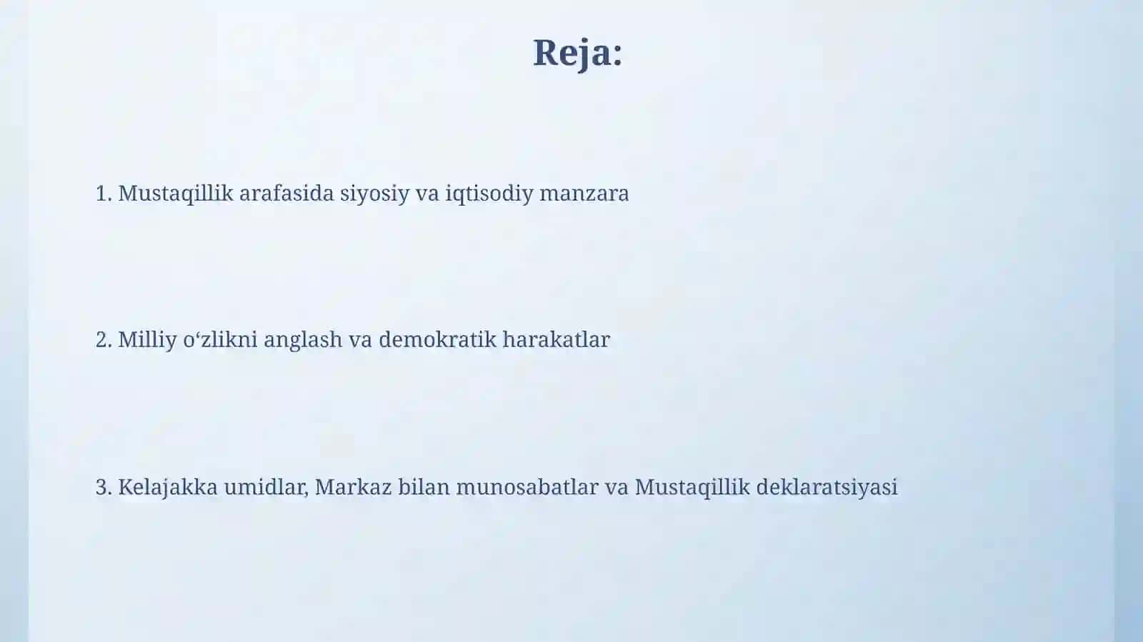 Mustaqillikka erishish arafasida Oʻzbekistondagi ijtimoiy siyosiy jarayonlar 2