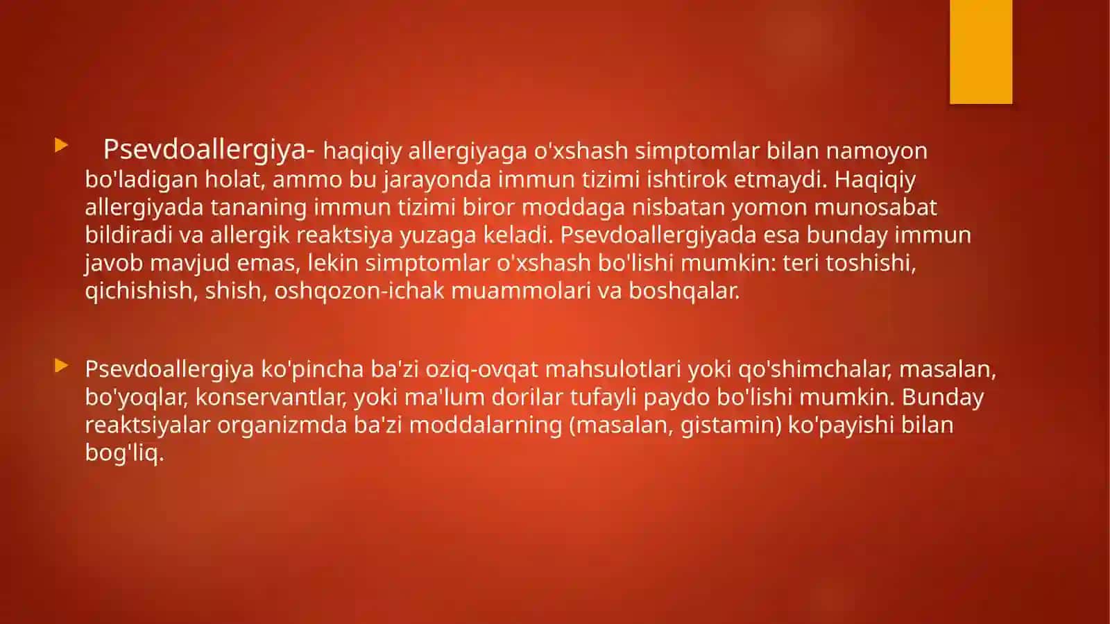 Psevdoallergiya, tipik allergiya haqida va dori moddalarga allergiyaning paydo bo’lishi. 2
