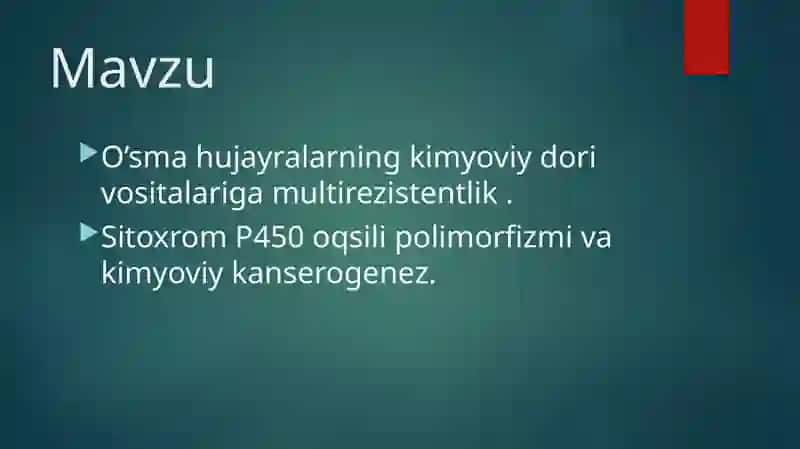 O’sma hujayralarning kimyoviy dori vositalariga multirezistentlik 2