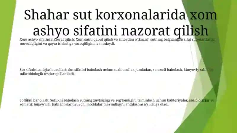 Xom ashyo sifatini nazorat qilish 2