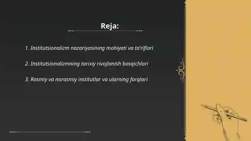 Institutsionalizm yoʻnalishi mohiyati va ahamiyati 2