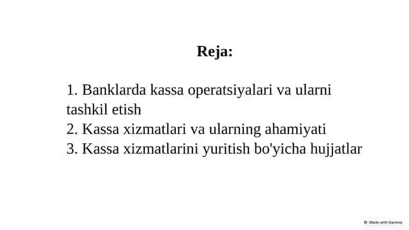 Kassa operastiyalari, ularni tashkil qilish va hisobga olinishi 2