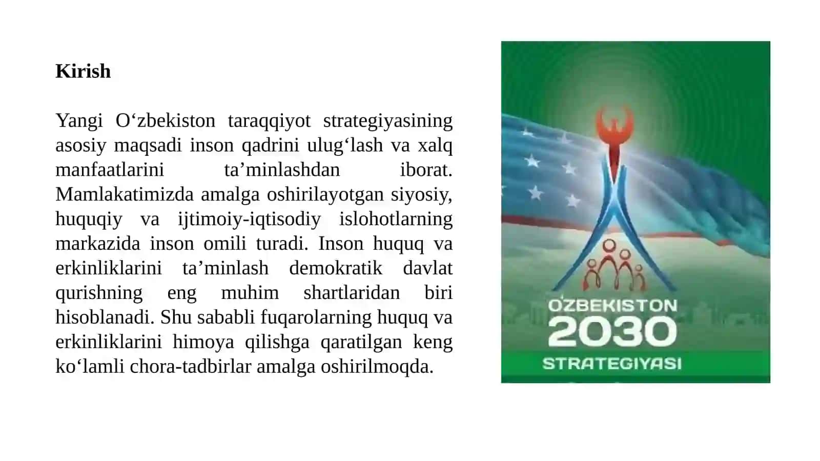YANGI O‘ZBEKISTONDA INSON HAQ-HUQUQLARI VA ERKINLIKLARI KAFOLATINING YARATILISHI 2