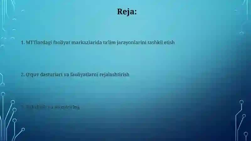 MTTlarida faoliyat markazlarida taʼlim jarayonlarini tashkil etish 2