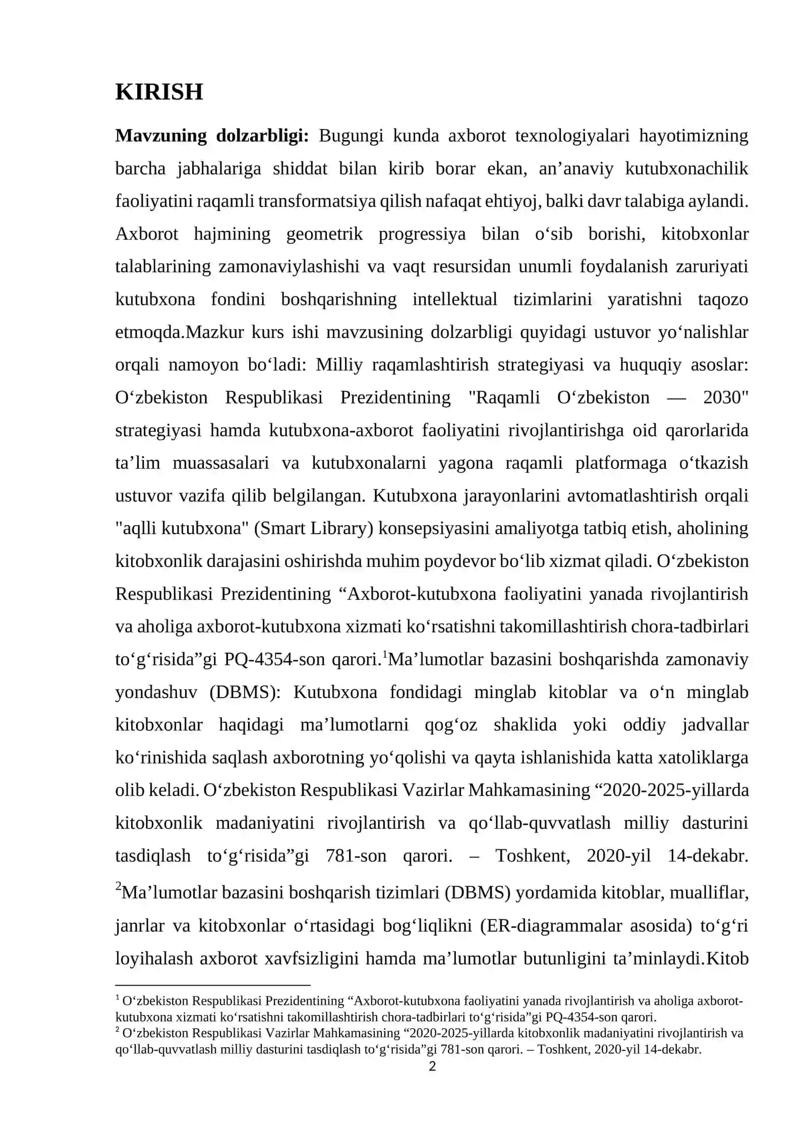 KUTUBXONA JARAYONLARINI AVTOMATLASHTIRISHNING NAZARIY VA TEXNIK ASOSLARI 2