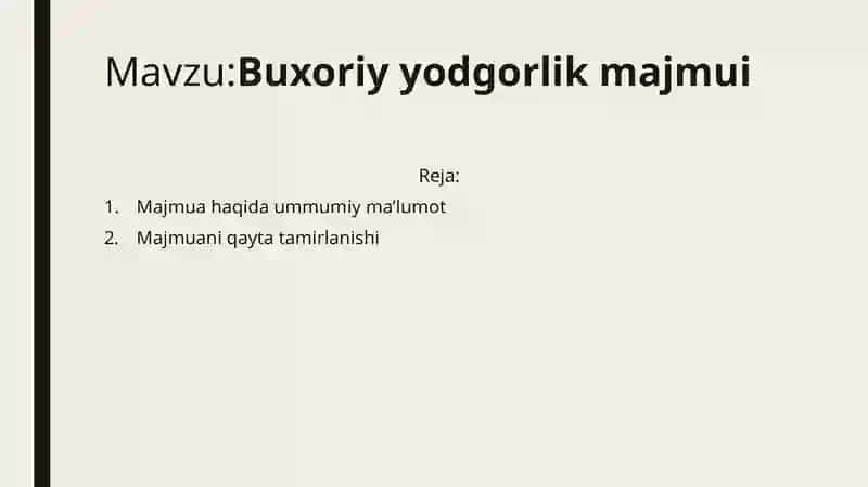 Imom al-Buxoriy yodgorlik majmui 2