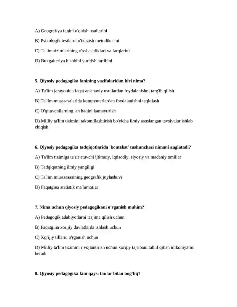 Qiyosiy Pedagogika Fanining Maqsadi va Mohiyati 2