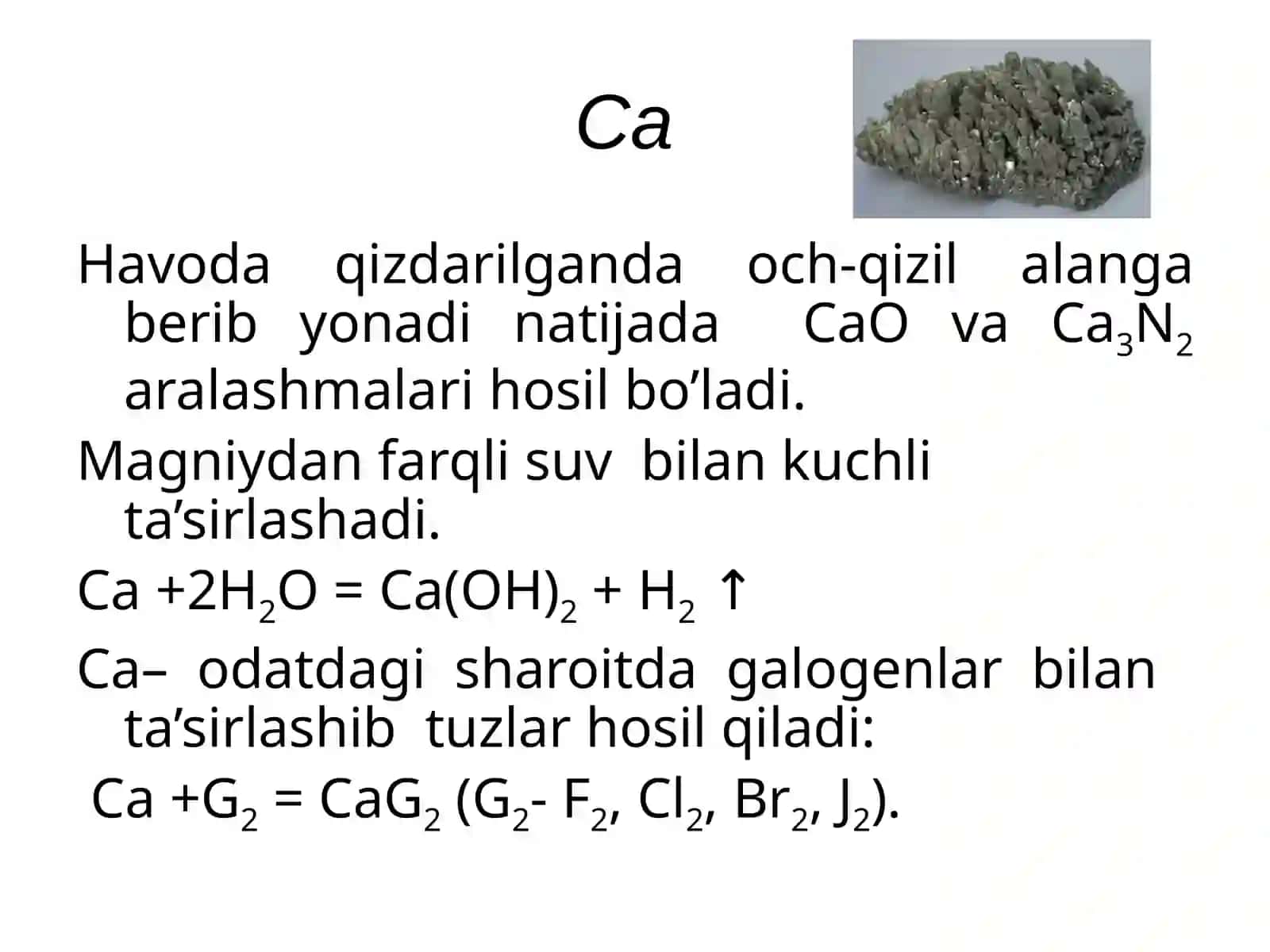 Davriy sistemaning II gruppasi bosh gruppachasidagi elementlarning kimyoviy xossalari va ishlatilishi 2