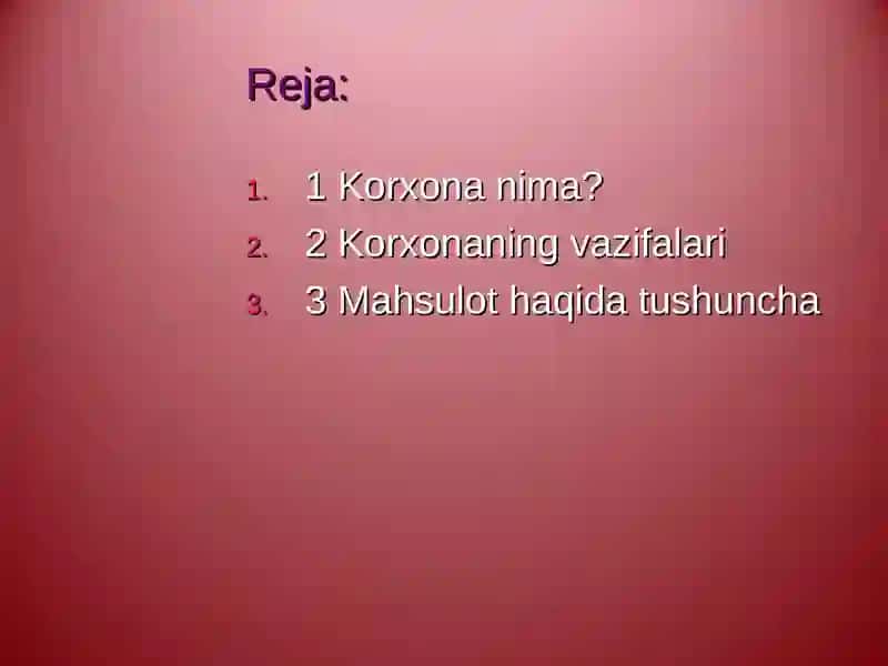 Korxona va mahsulot tavsifi 2