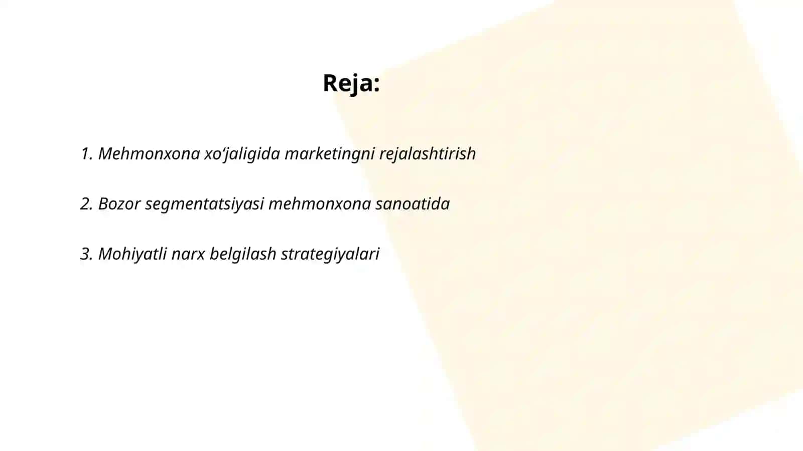 Mehmonxona xoʻjaligida marketing konsepsiyasi 2