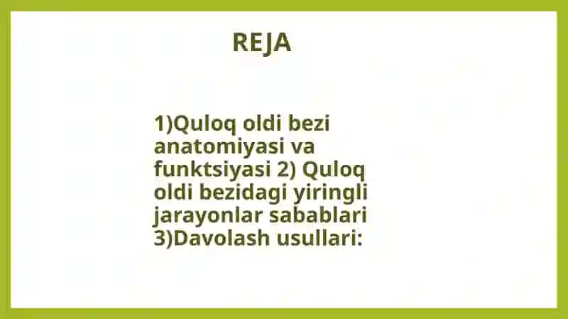 Quloqoldi Bezi Yiringli Jarayonlar 2