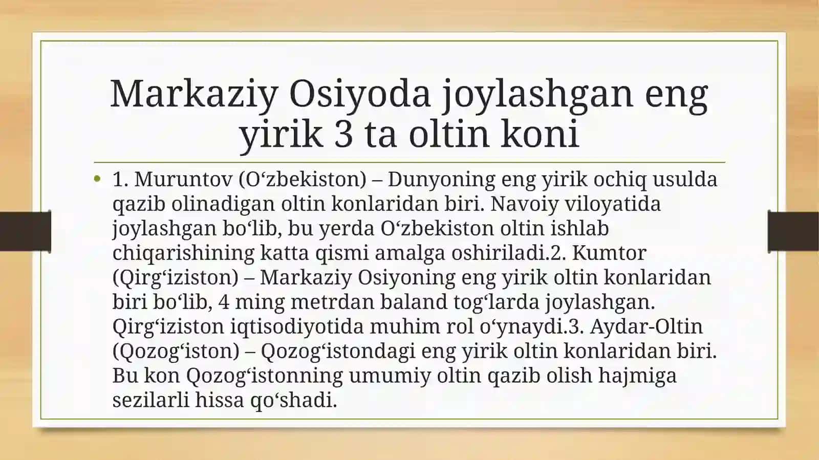 Markaziy Osiyo foydali qazilmalar va ularning  qanday sohalarda foydalanishi 2