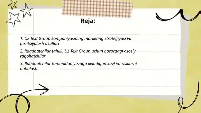 Uz Text Group kompaniyasining marketing strategiyasi va pozitsiyalash usullari 2