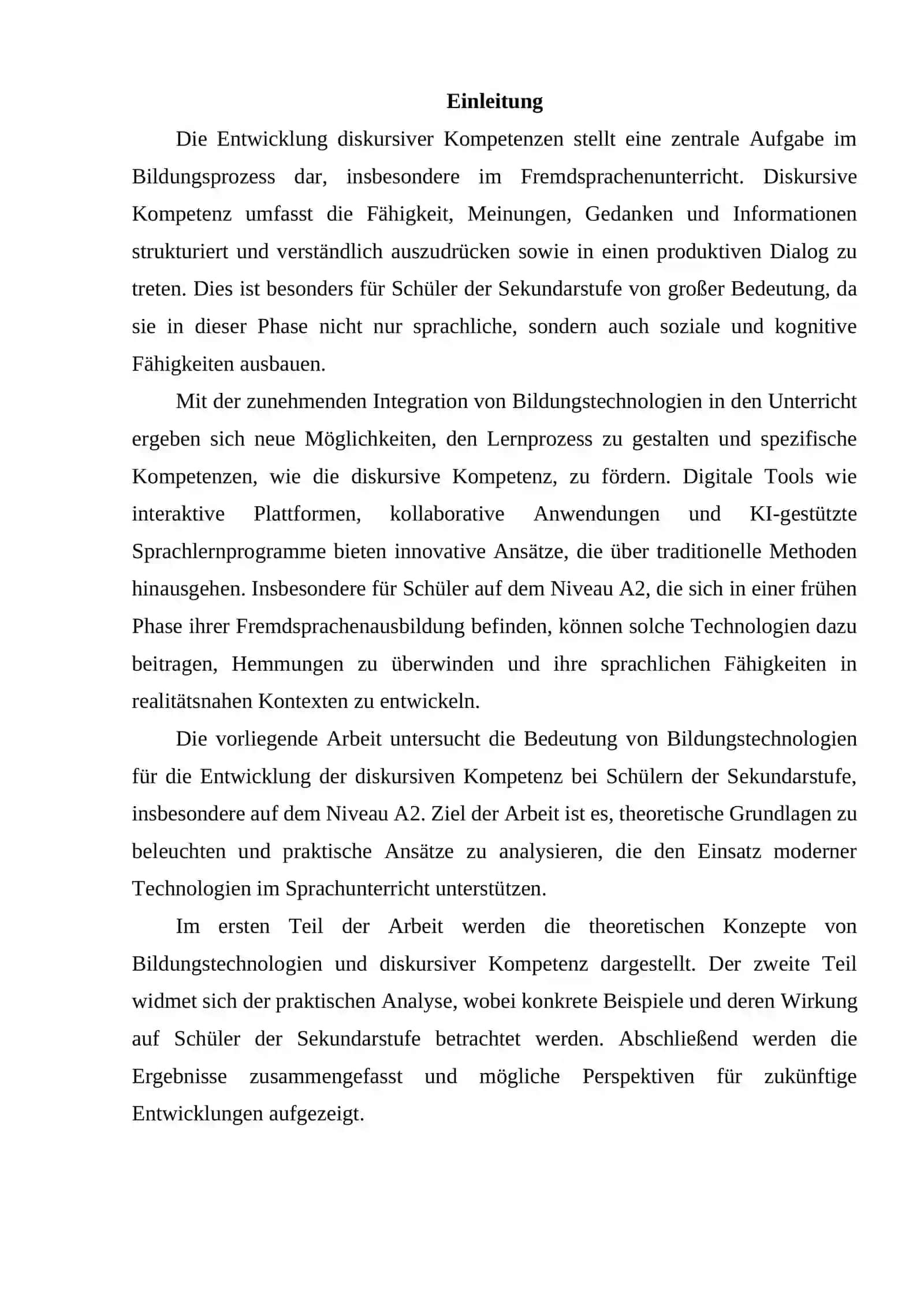 Bedeutung von Bildungstechnologien für die Entwicklung der diskursiven Kompetenz von Schülern der Sekundarstufe. (Am Beispiel von Schülern der Stufe A2) 2