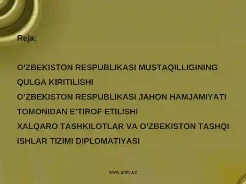 O’ZBEKISTON RESPUBLIKASI TASHQI SIYOSATINING MAQSAD VA VAZIFALARI 2