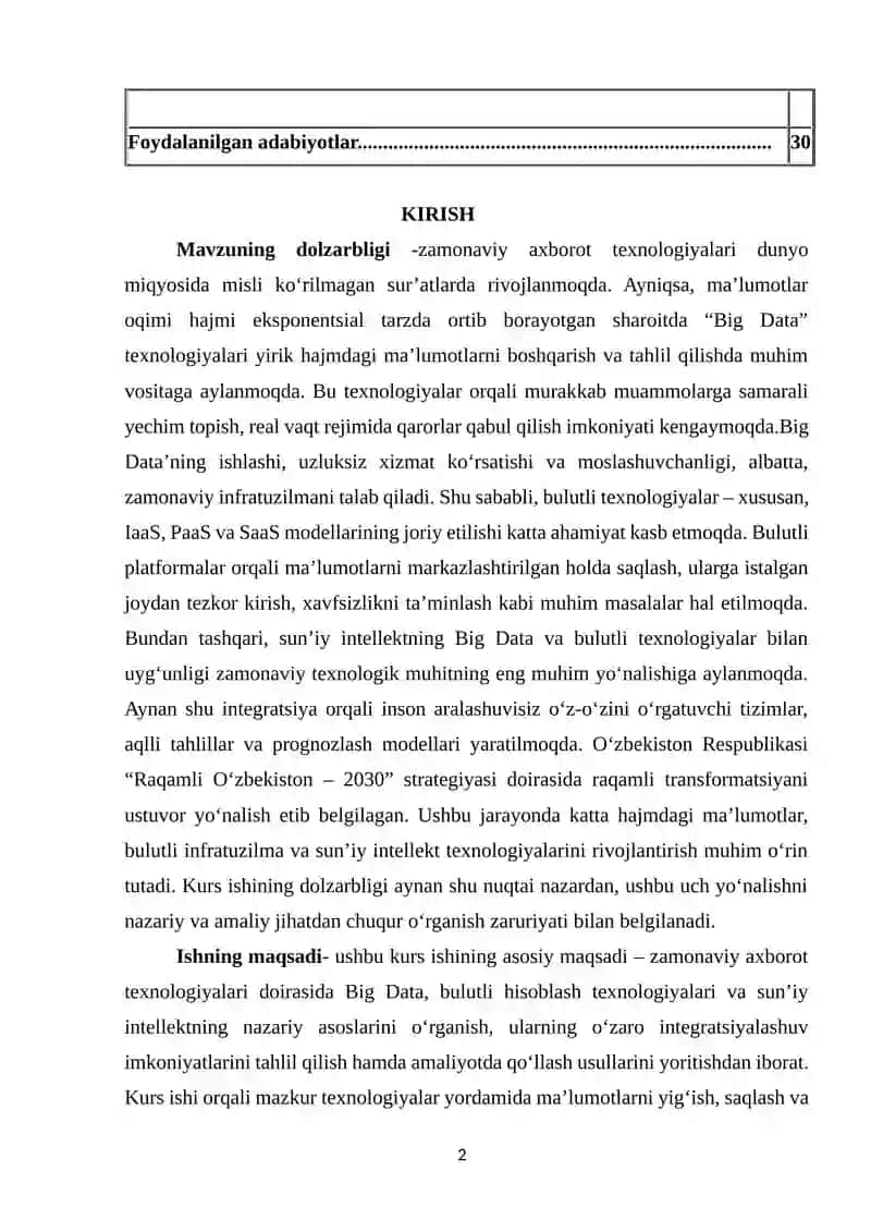 BIG DATA TEXNOLOGIYALARINING NAZARIY ASOSLARI VA ULARNING STRATEGIK AHAMIYATI 2
