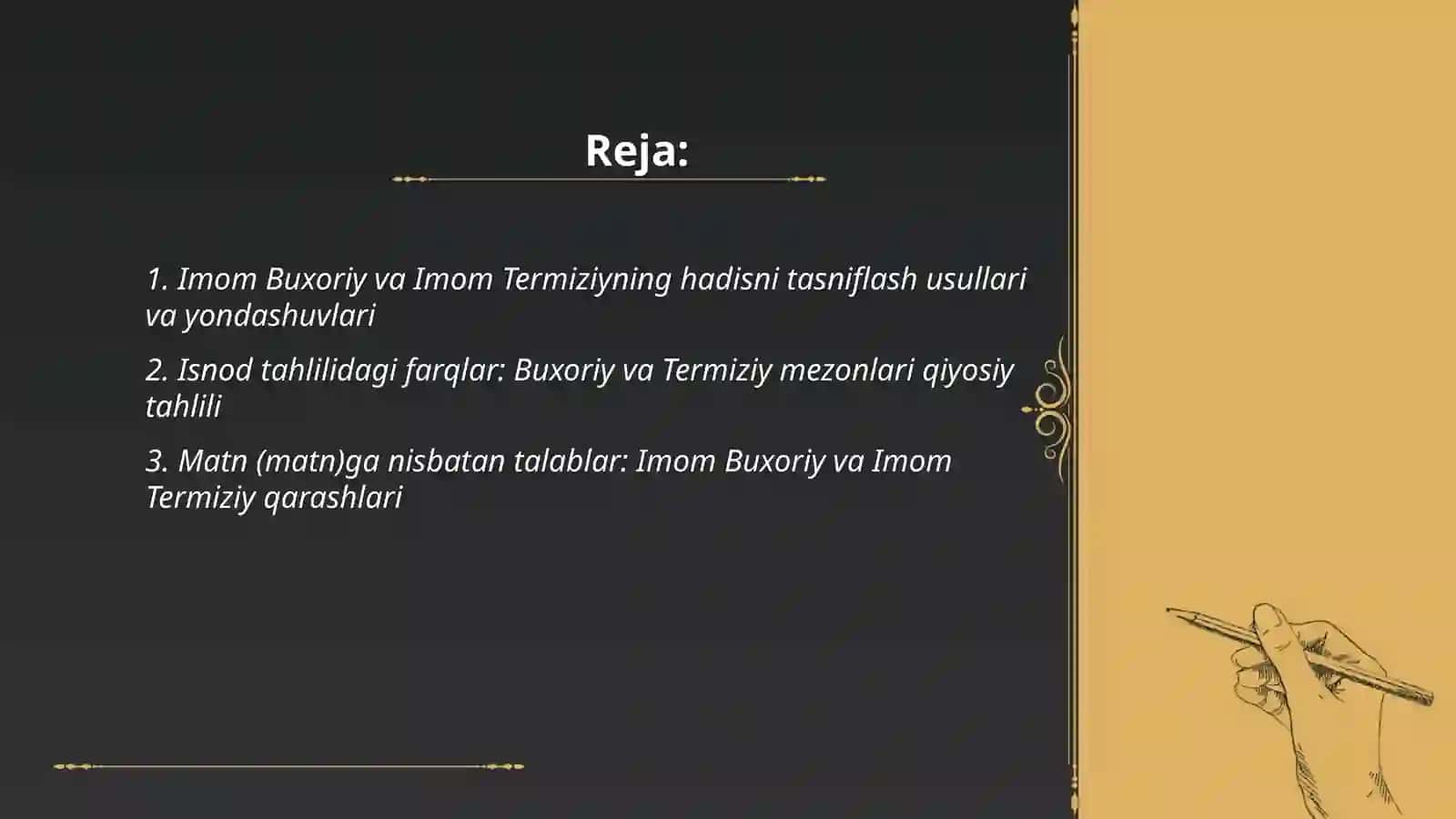 Imom Buxoriy va Imom Termiziyning hadis ilmiga qoʻshgan hissalarini qiyosiy tahlili 2