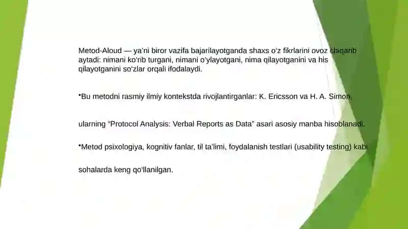 Metod-Aloud OVOZ CHIQarib mulohaza yuritish 2
