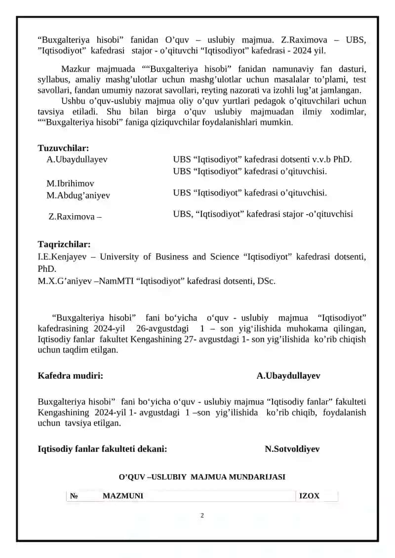 Buxgalteriya Hisobi O'quv Uslubi Majmua 2