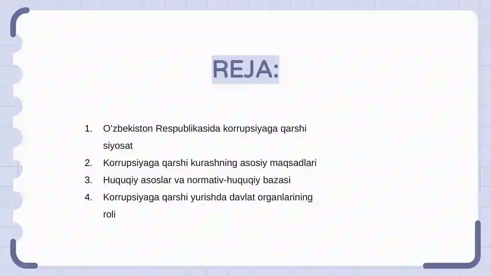Oʻzbekiston Respublikasida korrupsiyaga qarshi kurash siyosatining mazmuni va huquqiy asoslari 2