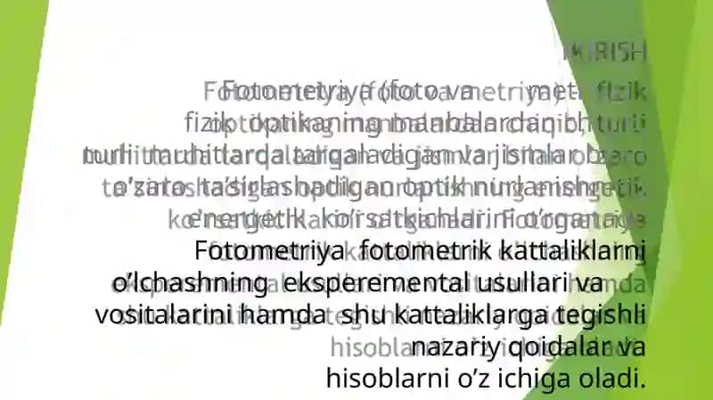 Fotometriya (Fotovametriya) 2