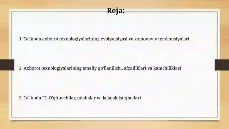 Ta'limda axborot texnologiyalarining tutgan o'rni 2