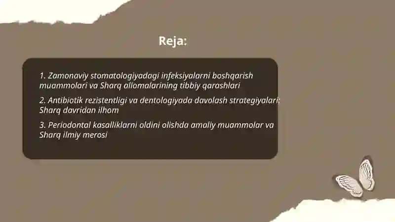 Zamonaviy stomatologiyadagi infeksiyalarni boshqarish muammolari va Sharq allomalarining tibbiy qarashlari 2