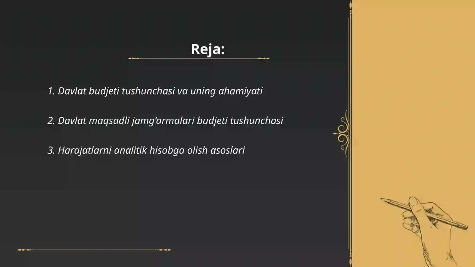 Davlat budjeti va davlat maqsadli jamg‘armalari budjeti harajatlarining analitik va sintetik hisobi 2