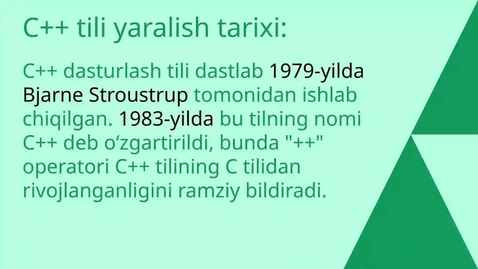 C++ Dsturlash tili va uning xususiyatlarini o’rganish 2