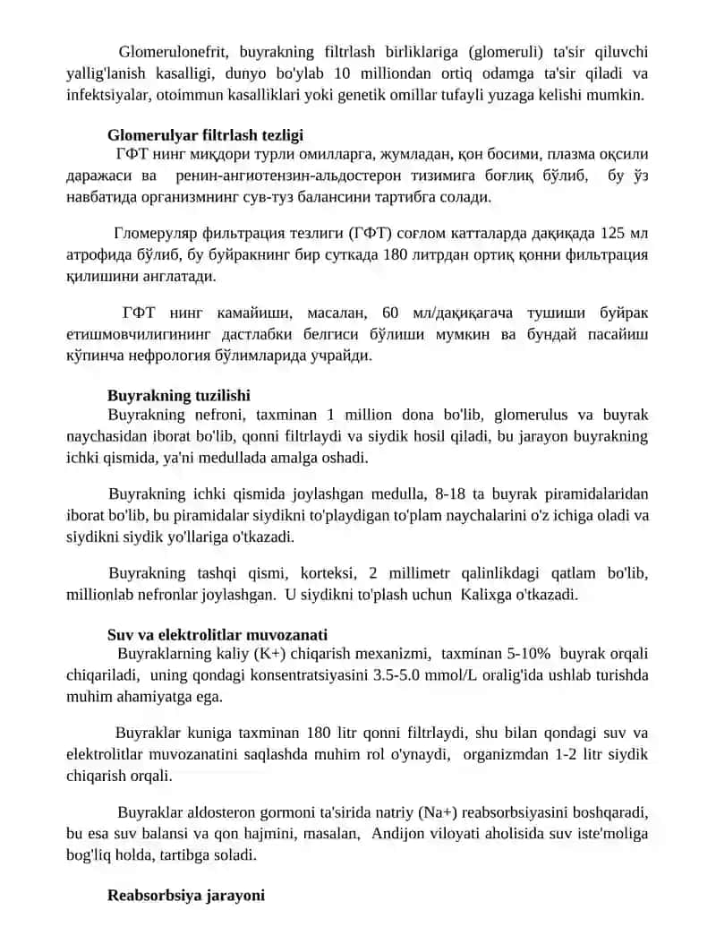 Buyrak fiziologiyasi 2